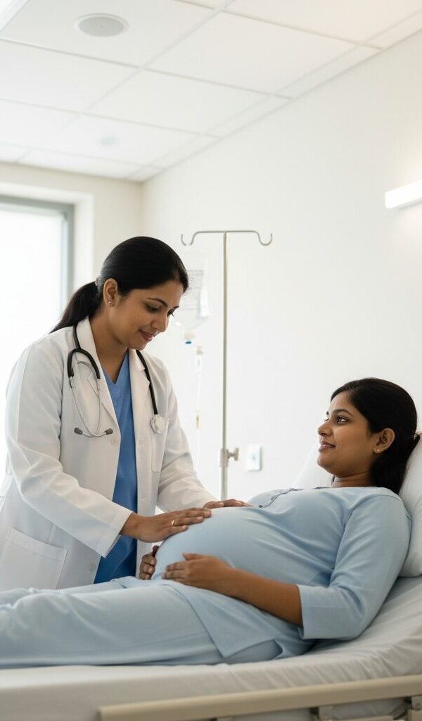 Rathna Fertility Center - A doctor check pregnant lady